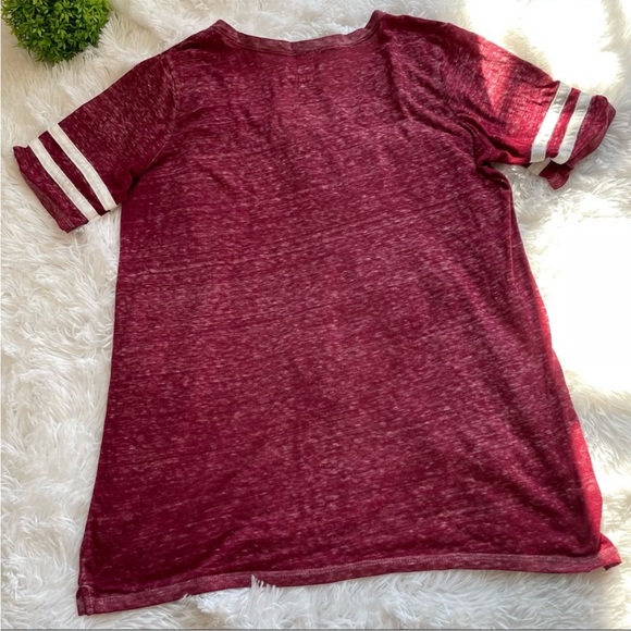 SO Lace-Up Varsity Shirt Tee Crisp Merlot Juniors Size XS Maroon Women’s @ - Picture 4 of 8